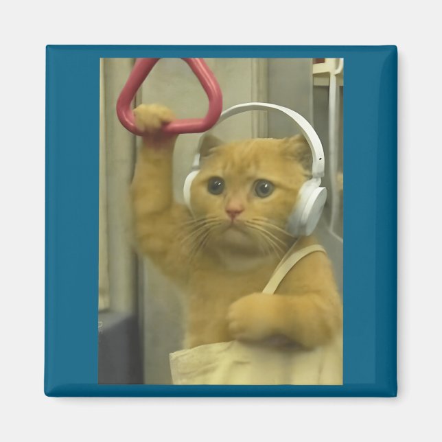 Íman Funny Subway Cat Meme Stud Brainrot Cats Humor Kit (Frente)