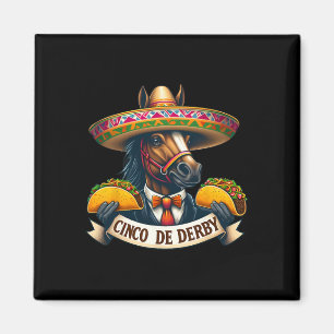 Íman Funny Taco Horse Racing Vintage Cinco De Der