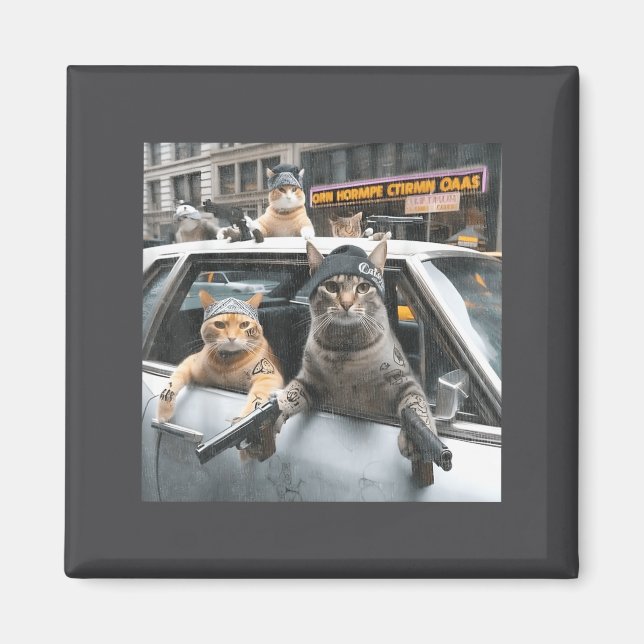 Íman Funny Tactical Cat Meme Military Style  (Frente)