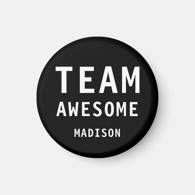 Íman Funny Team Awesome Black Personalized Name (Frente)