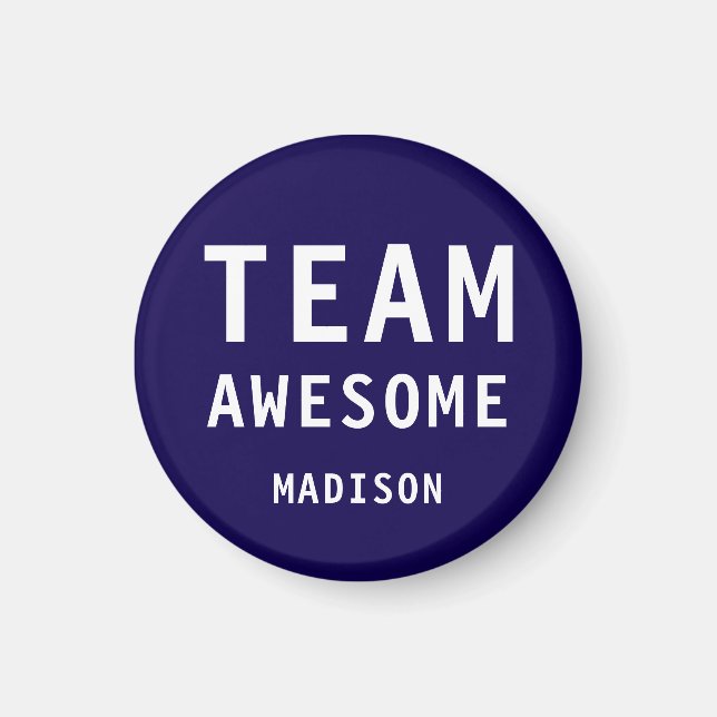 Íman Funny Team Awesome Dark Blue Personalized Name (Frente)