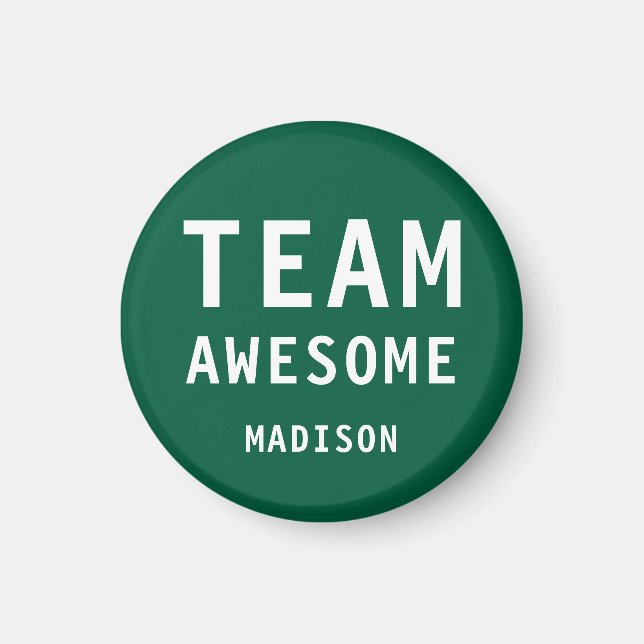 Íman Funny Team Awesome Green Personalized Name (Frente)