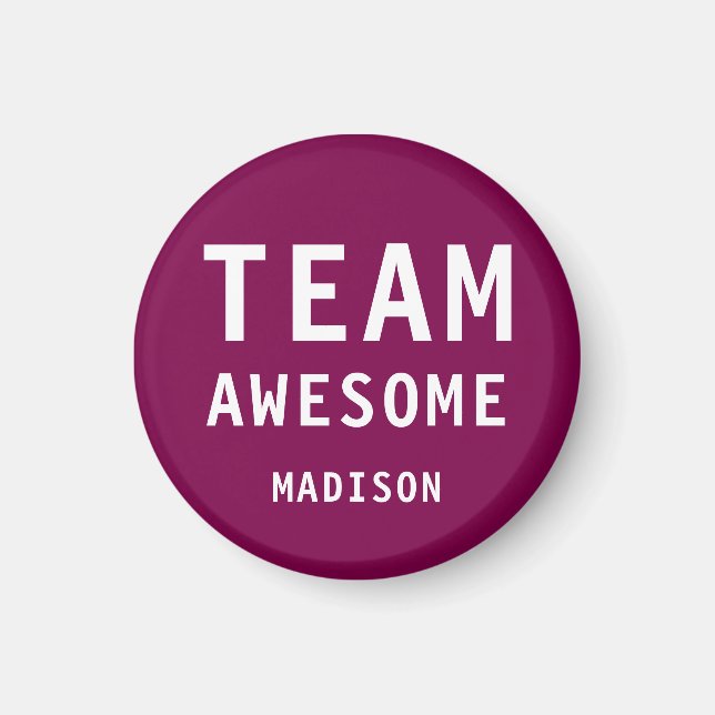 Íman Funny Team Awesome Wine Red Personalized Name (Frente)