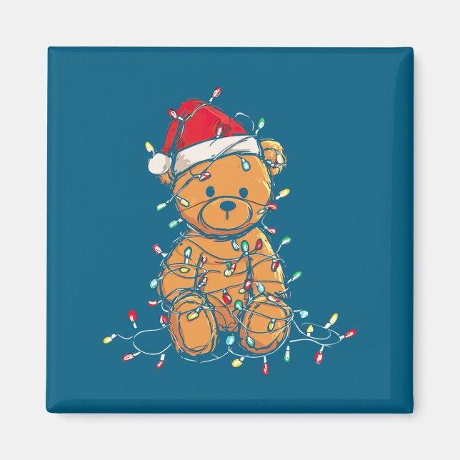Íman Funny Teddy Bear Christmas Graphics Lights Lover L (Frente)