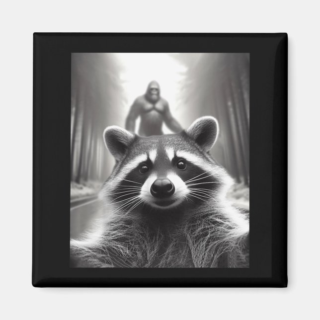Íman Funny Tee Ed Raccoon Selfie Bigfoot Gift Mens Wome (Frente)