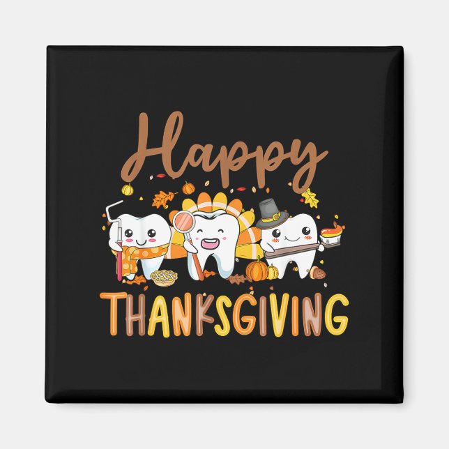 Íman Funny Teeth Thanksgiving Dentist Turkey Dental Squ (Frente)