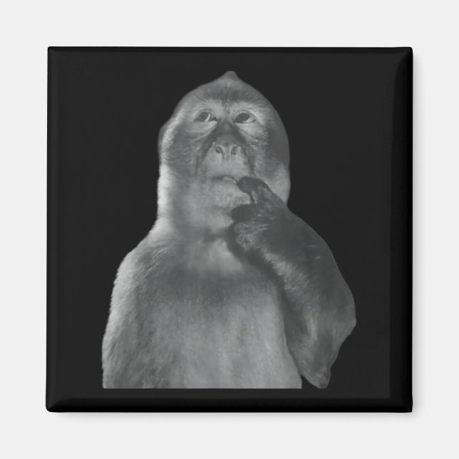 Íman Funny Thinking Monkey Meme Curious Ape Brainrot  (Frente)