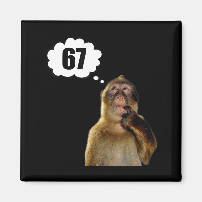 Íman Funny Thinking Monkey Meme Six Seven 6 7 Meme  (Frente)