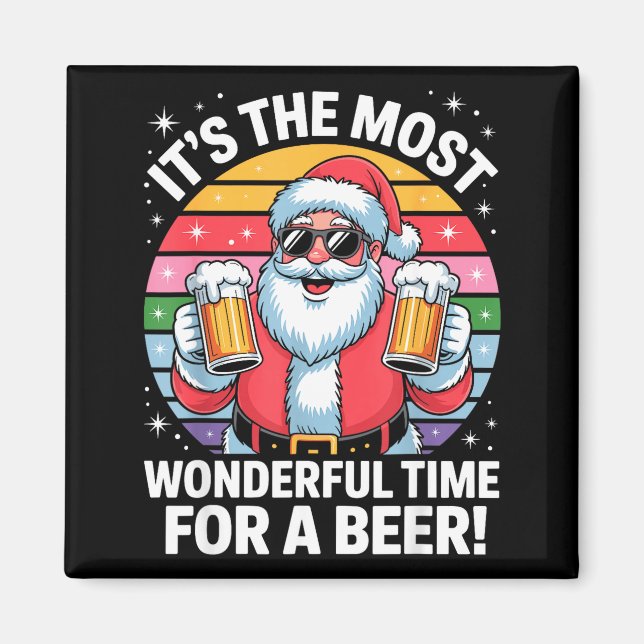 Íman Funny Time For A Beer Santa Christmas  (Frente)