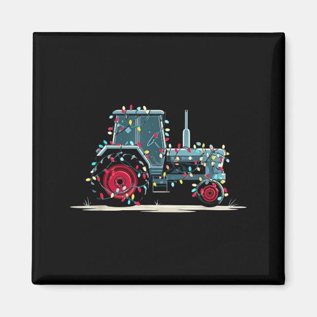 Íman Funny Tractor Christmas Graphics Lights Lover Farm (Frente)