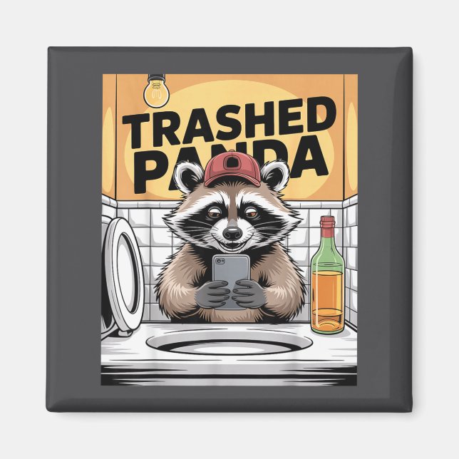 Íman Funny Trashed Panda Raccoon Gets Drunk  (Frente)