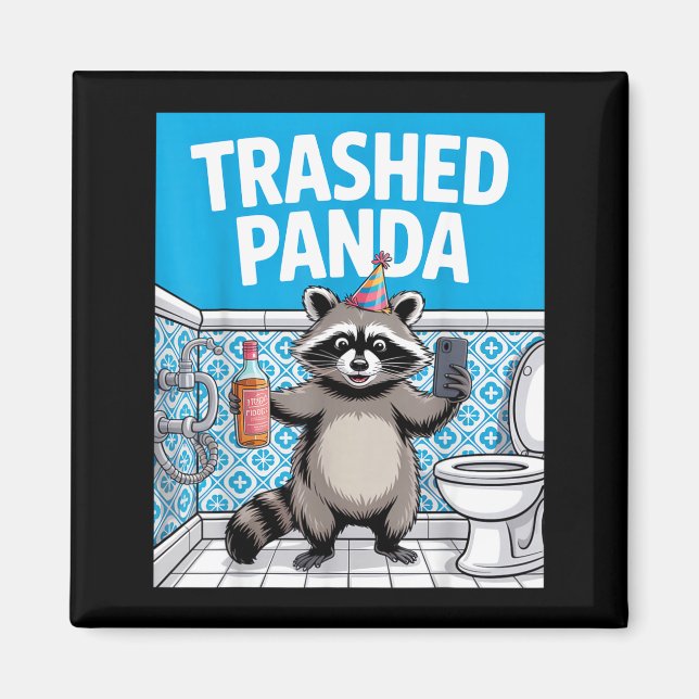 Íman Funny Trashed Panda Raccoon Gets Drunk  (Frente)