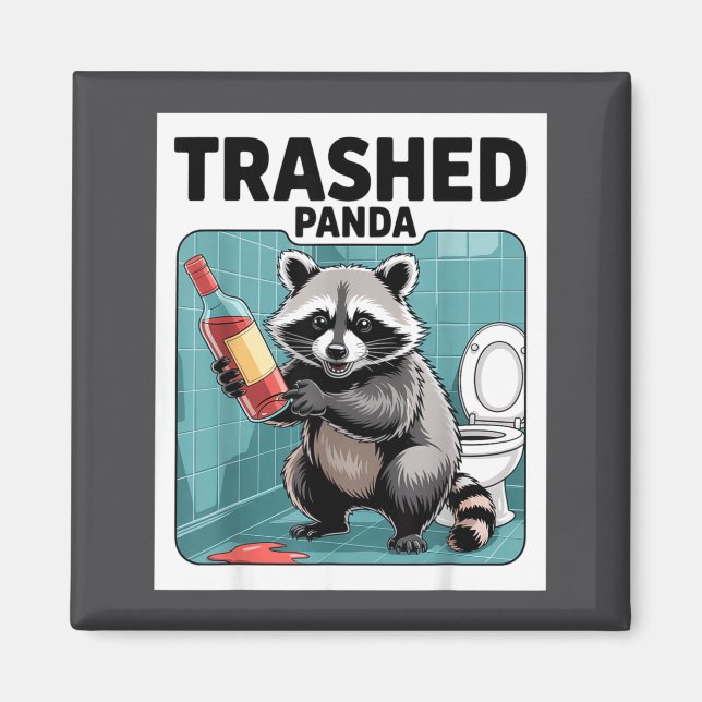 Íman Funny Trashed Panda Raccoon Gets Drunk  (Frente)