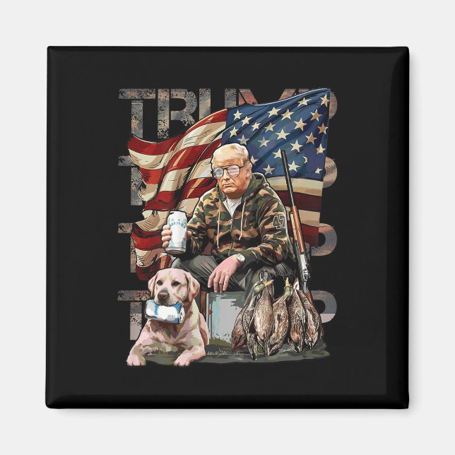 Íman Funny Trump 45 47 Caçando Patos De Cerveja Nos Fla (Frente)