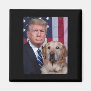 Íman Funny Trump E Ouro Retriever Dog Usa Flag
