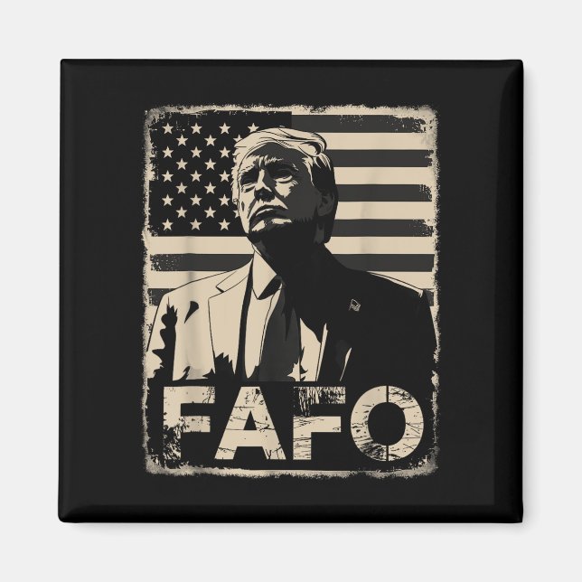Íman Funny Trump Fafo - Bandeira Retroamericana (Frente)
