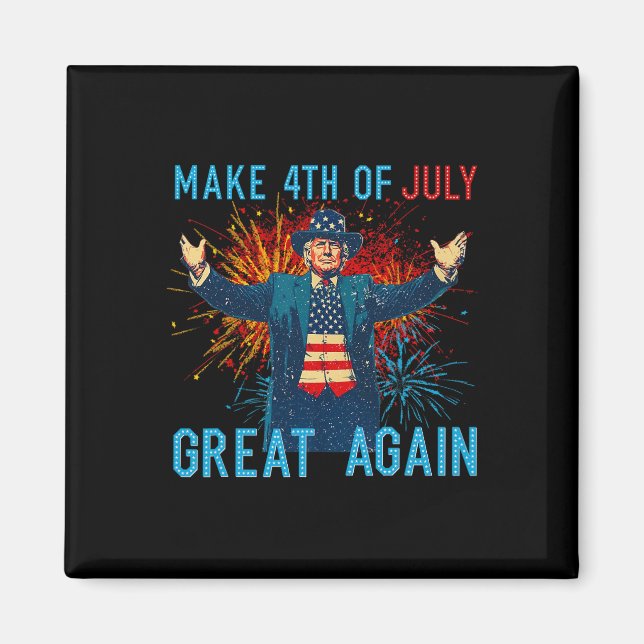 Íman Funny Trump Make 4th Of July Great Again Firework  (Frente)