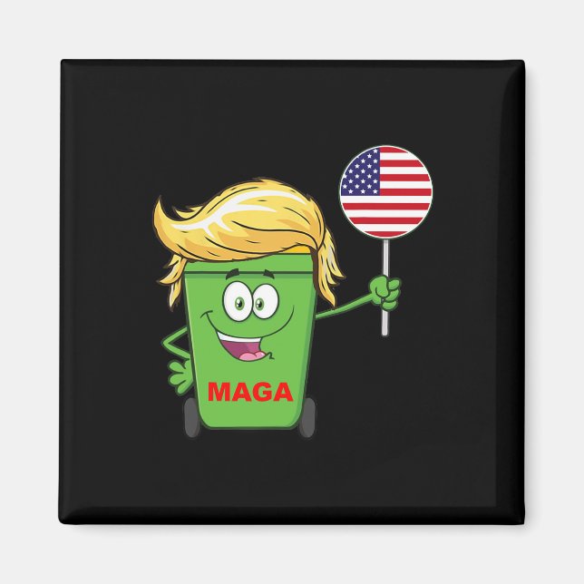 Íman Funny Trump Mega Cartoon Garbage Flag Americano (Frente)