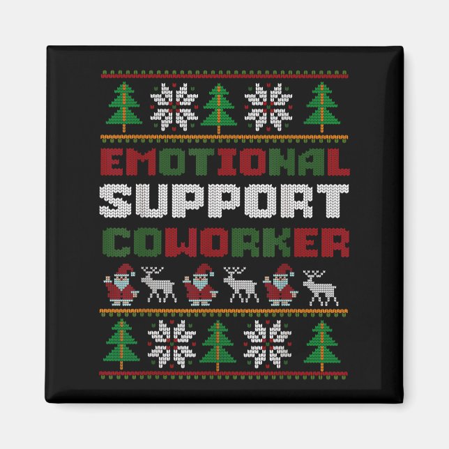 Íman Funny Ugly Christmas Sweater Emotional Suprt Cowor (Frente)