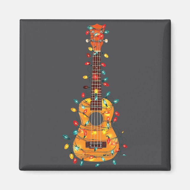 Íman Funny Ukulele Christmas Graphics Lights Lover Play (Frente)