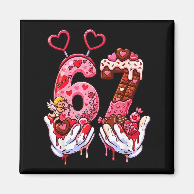 Íman Funny Valentine's Day 67 Meme Hands Six Seven Cud  (Frente)