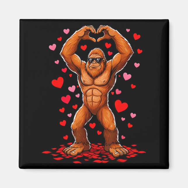 Íman Funny Valentines Day Bigfoot Heart Sungles Sasquat (Frente)