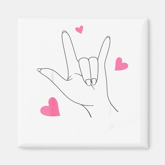 Íman Funny Valentines Day Heart I Love You Hand Sign La (Frente)