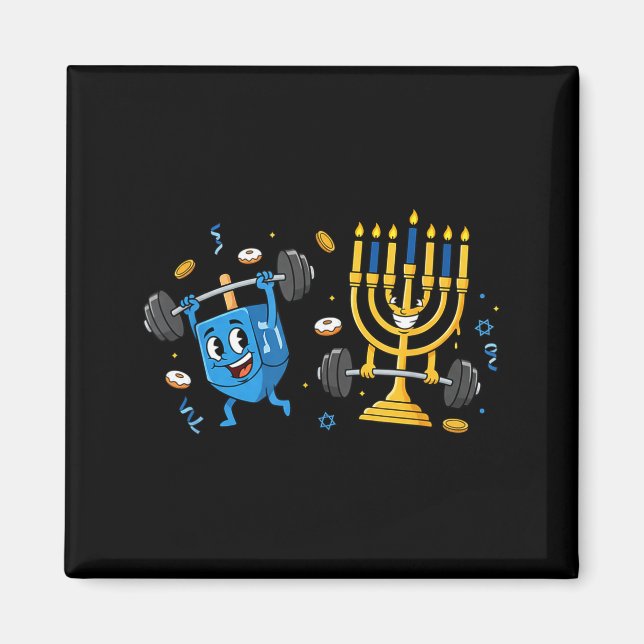 Íman Funny Weightlifting Gym Dreidel Menorah Hanukkah W (Frente)