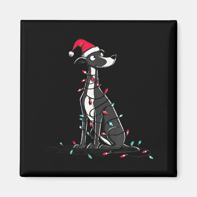 Íman Funny Whippet Christmas Graphics Dog Lights Lover  (Frente)