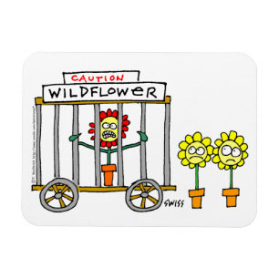 Íman Funny Wildflower Cartoon Louca Flor Selvagem