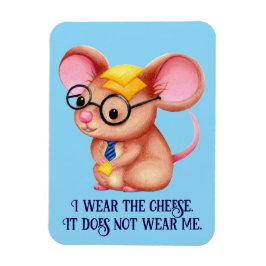 Íman Furry Cheese Man Business Mouse Tie Glasses Nerdy
