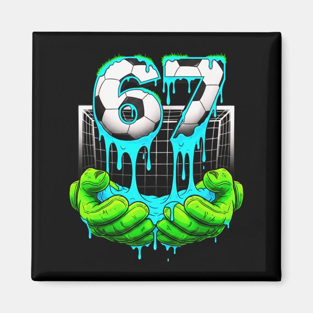 Íman Futebol 67 Seis Sete 6 7 Engraçado Gen Alpha Meme  (Frente)