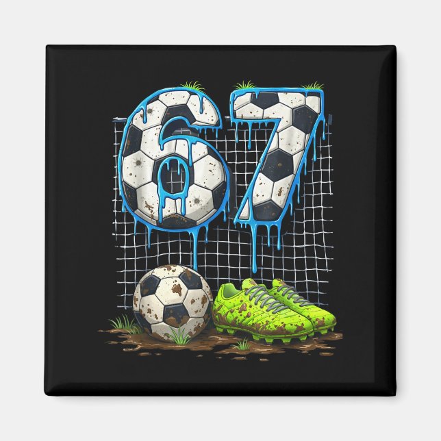 Íman Futebol 67 seis sete meme engraçado gen alpha drip (Frente)