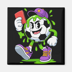 Íman Futebol Bola Cartoon Gotejamento Cartão Vermelho D
