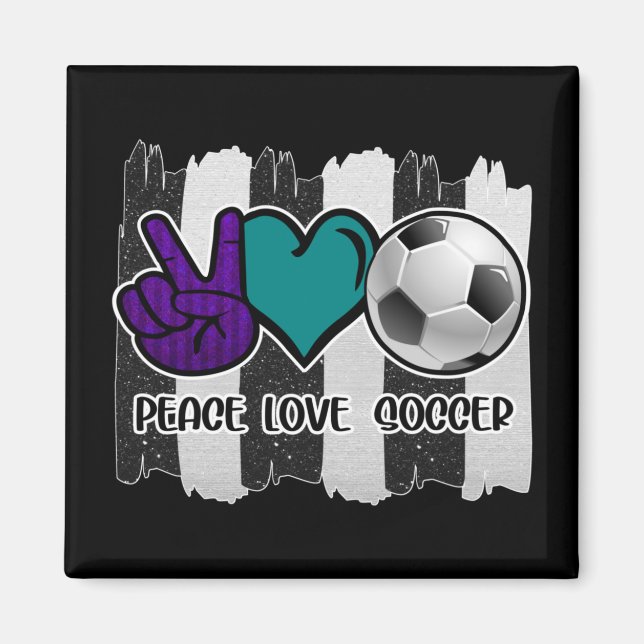 Íman Futebol de amor à paz em branco e preto (Frente)