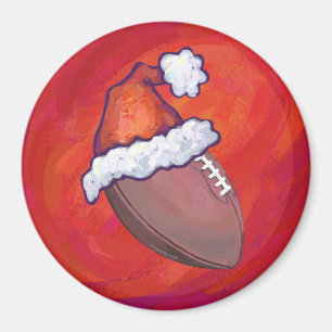 Íman Futebol de Santa Hat em Red
