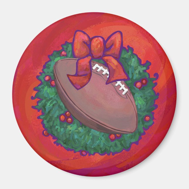 Íman Futebol de Wreath de Natal em Red (Frente)