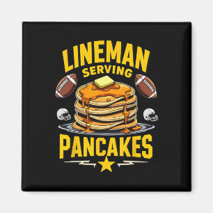 Íman Futebol Lineman Servindo Pancakes Gratuitos