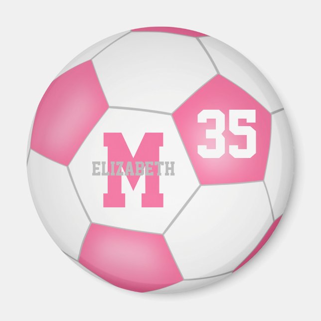 Íman futebol personalizado entre garotas brancas e rosa (Frente)
