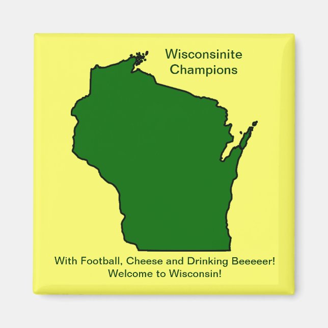 Íman Futebol, queijo e cerveja dos campeões do Wisconsi (Frente)