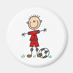 Íman Futebol uniforme vermelho do menino