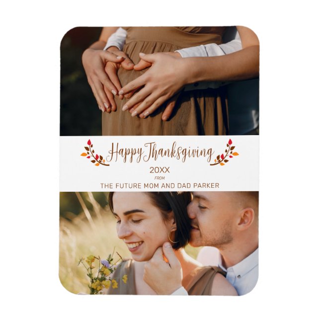 Íman Future Mom Dad 2 custom Photos Happy Thanksgiving (Vertical)