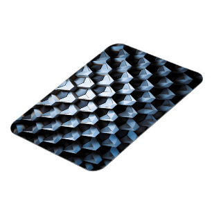 Íman Futurista Abstrato Azul Geométrico Metálico