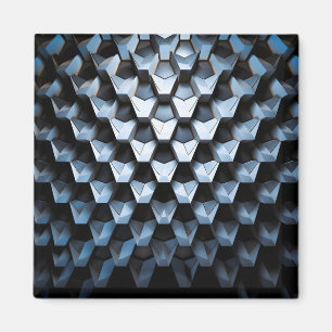 Íman Futurista Abstrato Azul Geométrico Metálico