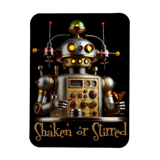 Íman Futuristic Robot Bartender "Shaken or Stirred" (Vertical)