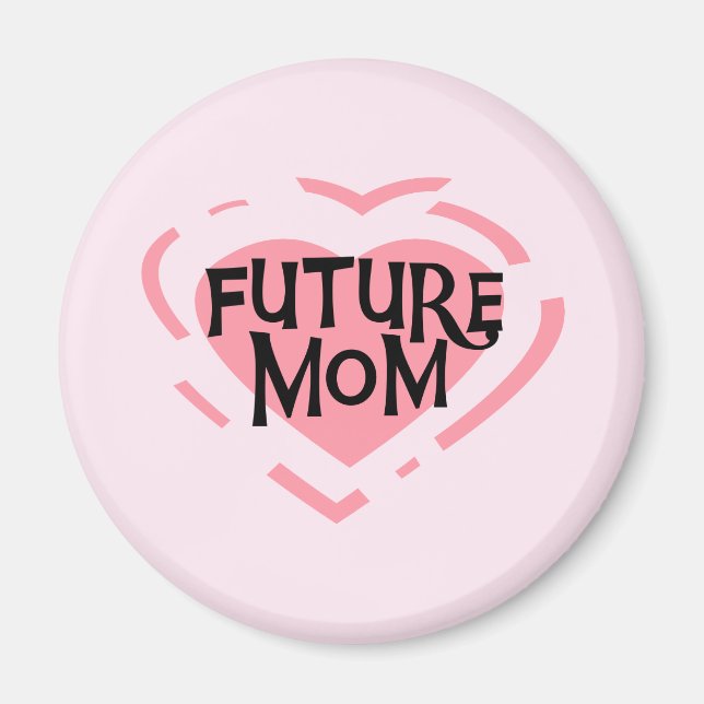 Íman Futuro Mãe, Camisetas de Coração Rosa e Presentes (Frente)