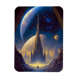 Íman Futuro Magnet de Arte Sci-Fi Cidade Espacial