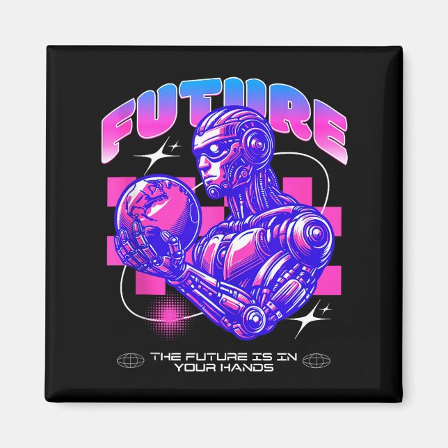 Íman Futuro robô de ficção científica o futuro está nas (Frente)