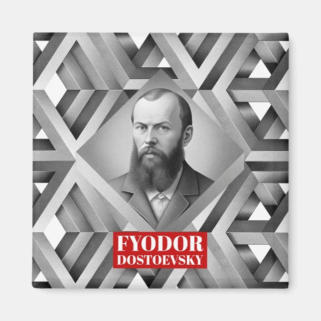 Íman Fyodor Dostoevsky - Estilo geométrico elegante (Frente)