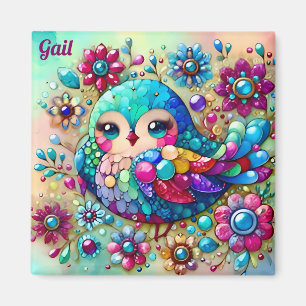 Íman GAIL ~ Pássaro Metálico Brito e Brilhante ~